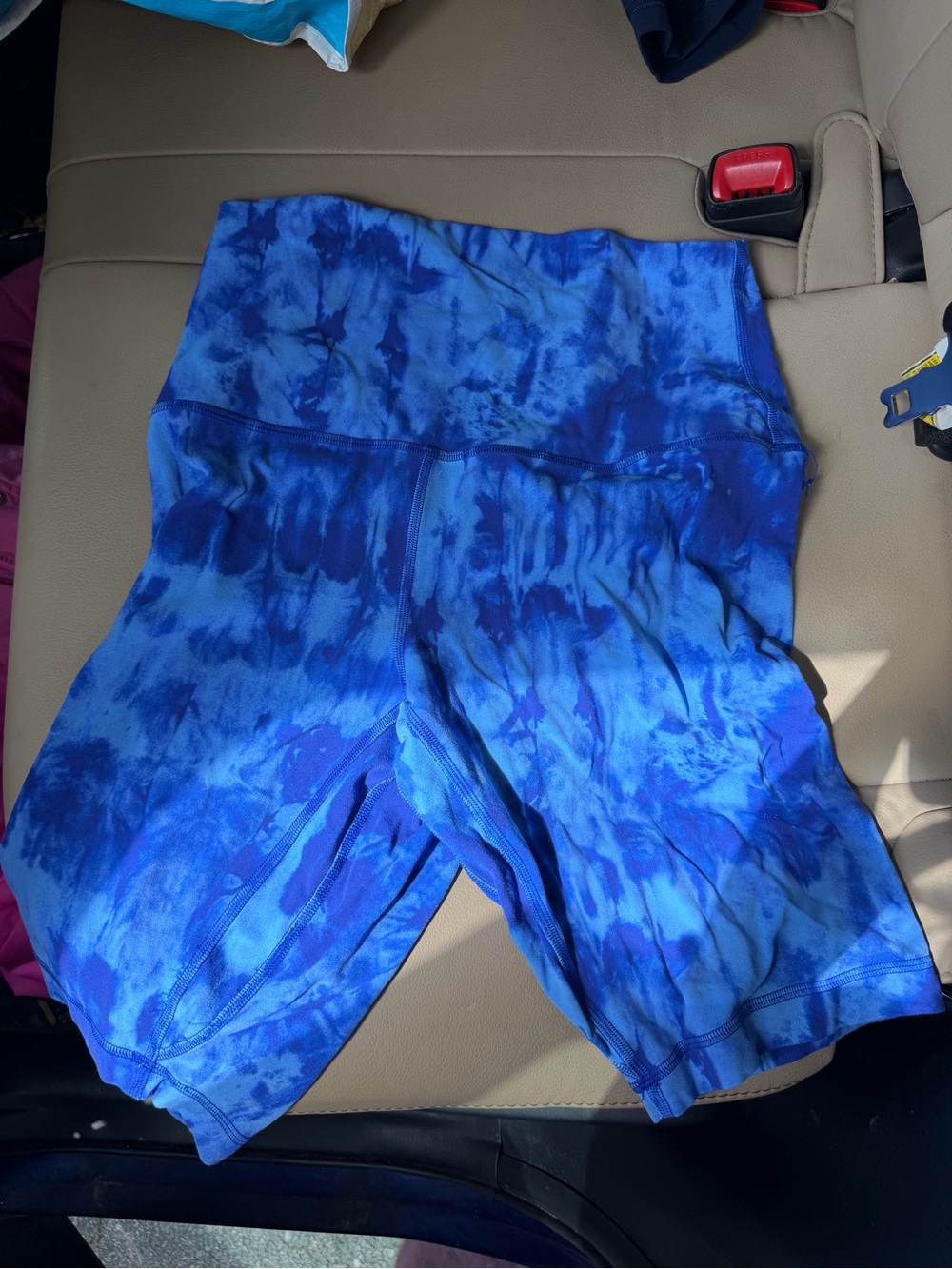 Lululemon Blue Tie-Dye Women's High-Waist Bike Shorts